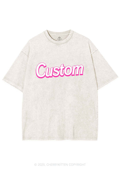 Custom Font Y2K Shirts Washed Tee Cherrykitten
