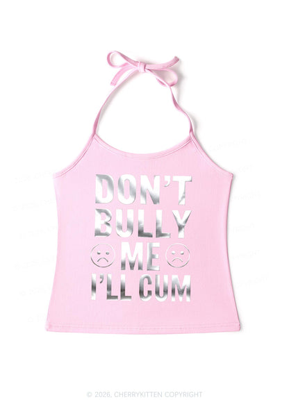 Dont Bully Me Silver Foil Printed Y2K Halter Neck Cami Cherrykitten