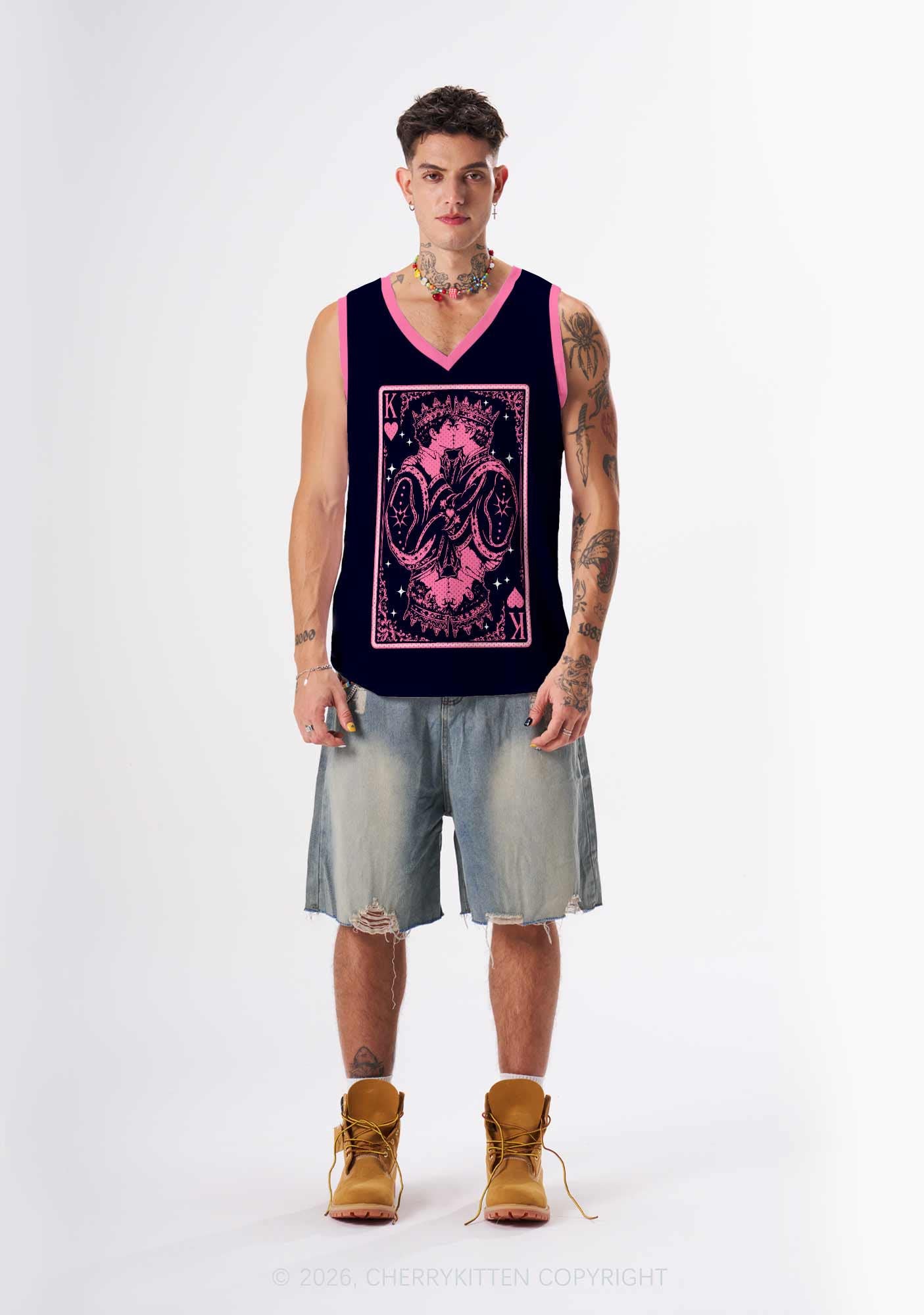 Pink Black Gay King Pride Y2K Sport Jersey Tank Cherrykitten