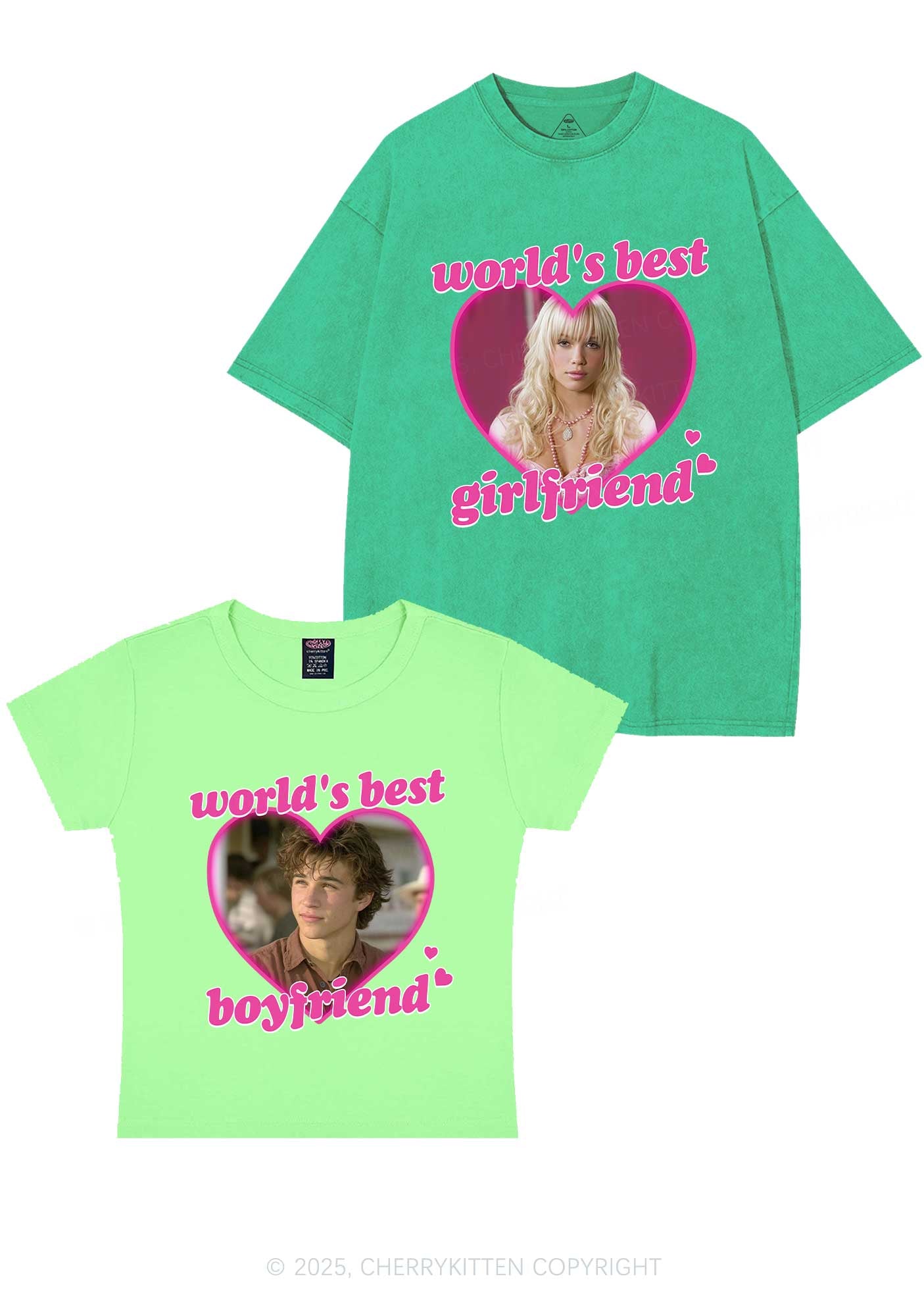 Custom Worlds Best BF GF Y2K Valentine's Day Couple Shirt Cherrykitten