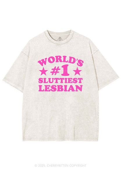 Worlds First Slxttiest Lesbian Pride Y2K Shirts Washed Tee Cherrykitten