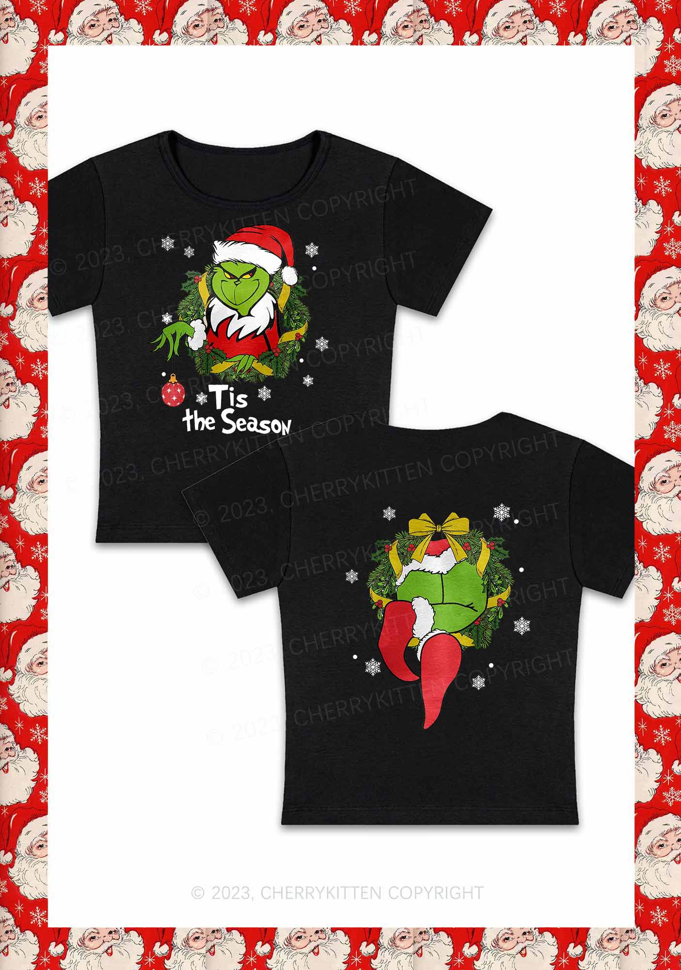 Christmas Tis the Season Two Sides Y2K Baby Tee Cherrykitten