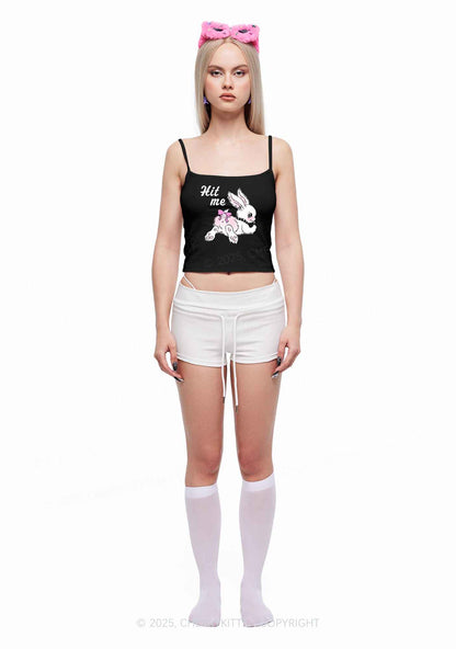 Hit Me White Bunny Y2K Spaghetti Strap Cami Cherrykitten