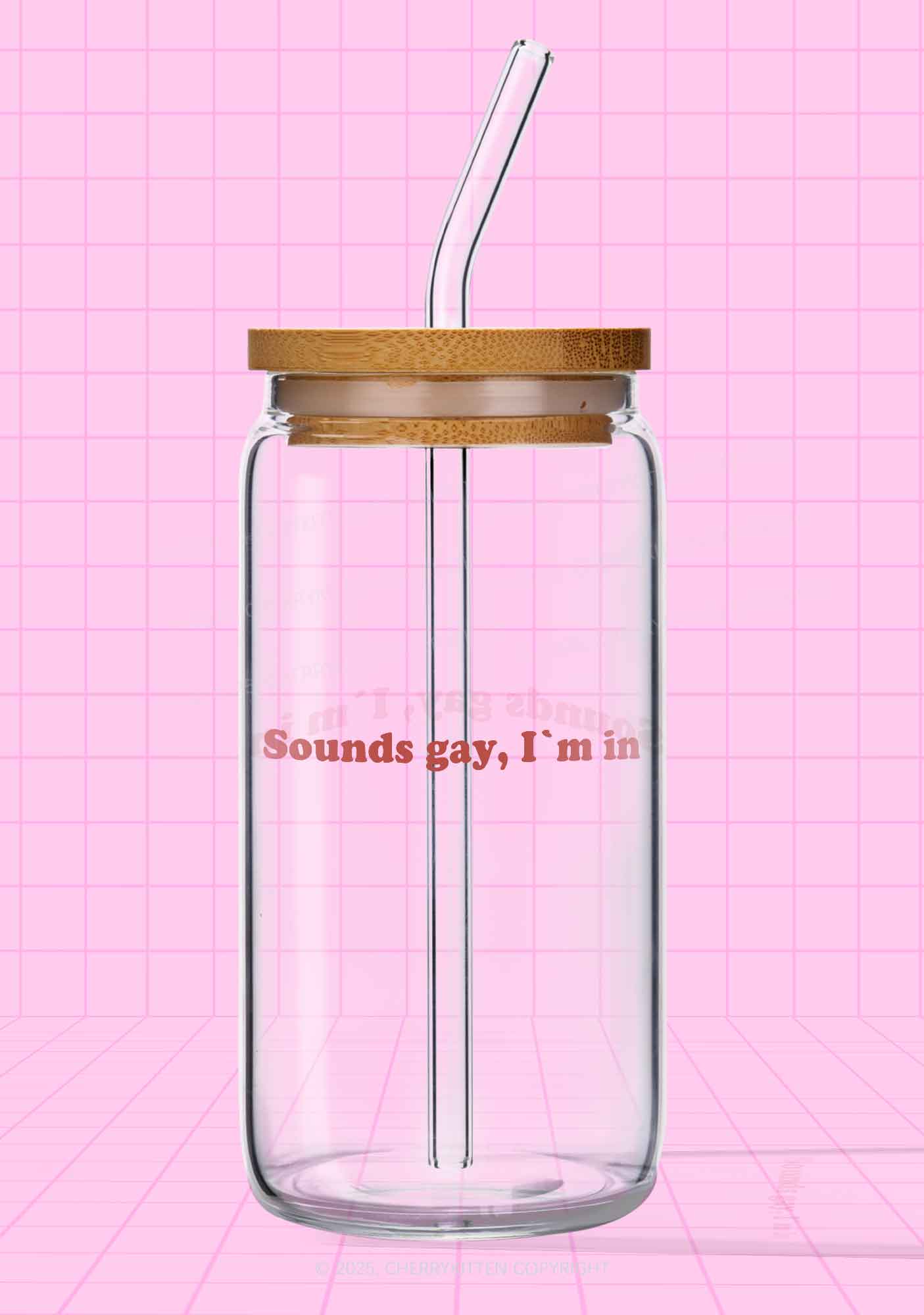 Sounds Gay Pride Y2K Printed Glass Cup Cherrykitten