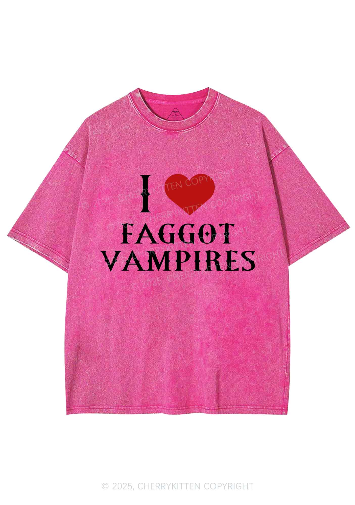 I Love Faggot Vampires Pride Y2K Shirts Washed Tee Cherrykitten