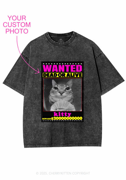 Custom Wanted Kitten Y2K Shirts Washed Tee Cherrykitten