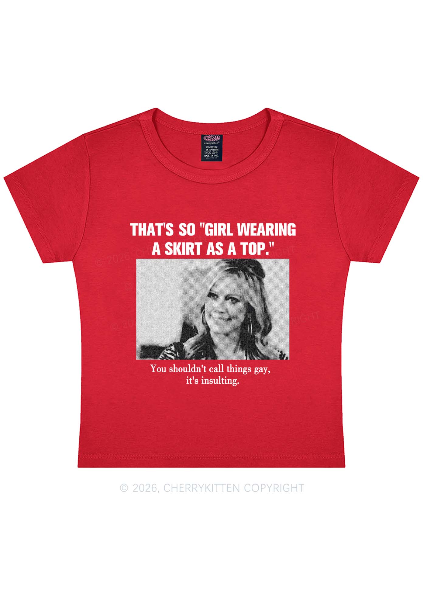 Girl Wearing A Skirt As A Top Y2K Baby Tee Cherrykitten