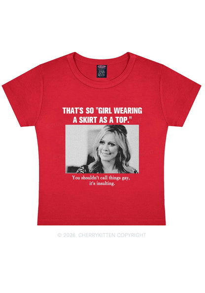 Girl Wearing A Skirt As A Top Y2K Baby Tee Cherrykitten