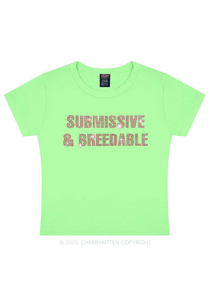 Rhinestone Submissive And Breedable Y2K Baby Tee Cherrykitten