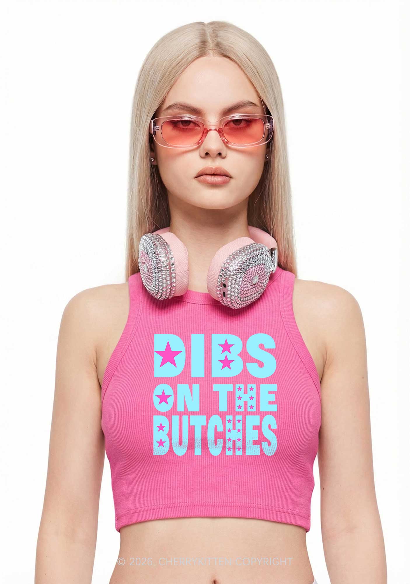 Dibs On The Butches Pride Y2K Crop Tank Top Cherrykitten