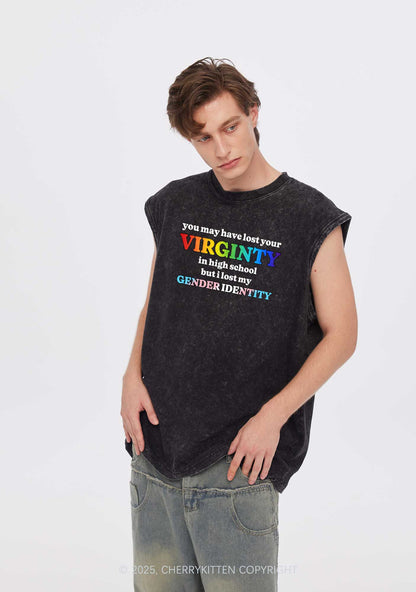 I Lost My Gender Identity Pride Y2K Washed Muscle Tank Cherrykitten