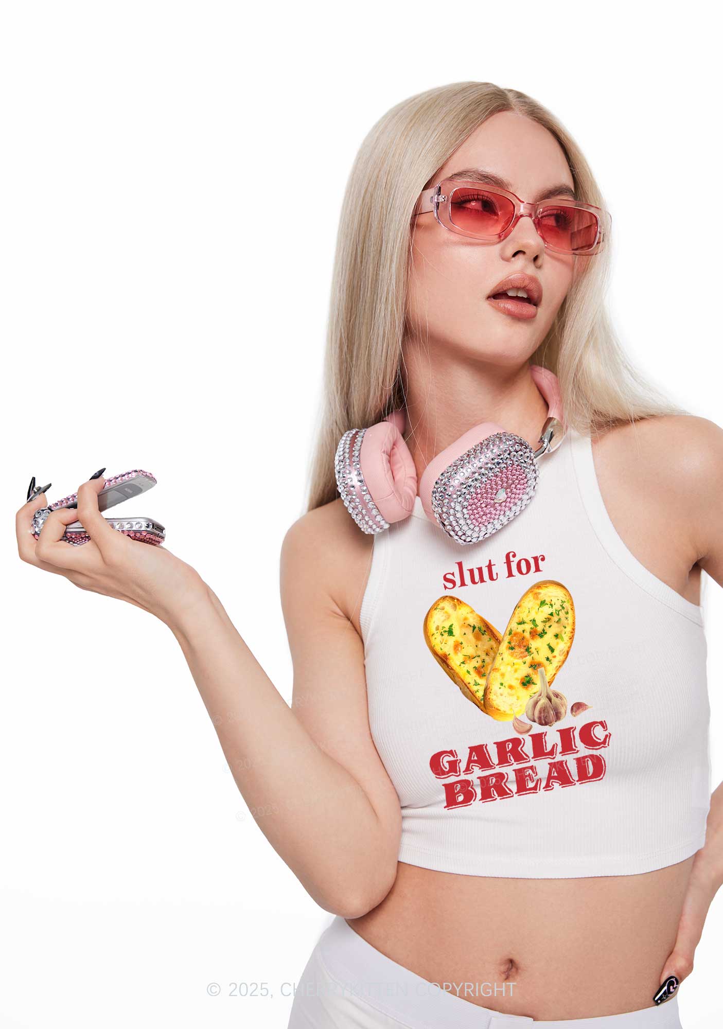 Slxt For Garlic Bread Y2K Crop Tank Top Cherrykitten