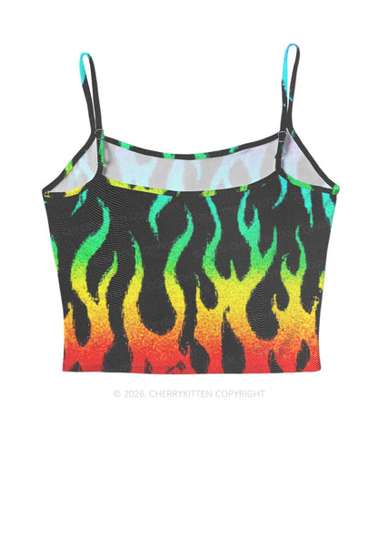 Rainbow Flame Pride Y2K Mesh Cami Tank Cherrykitten
