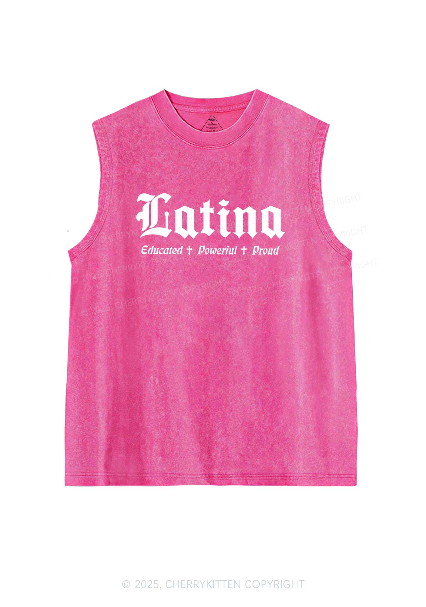 Educated Powerful Proud Latina Y2K Washed Tank Cherrykitten