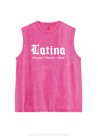 Educated Powerful Proud Latina Y2K Washed Tank Cherrykitten
