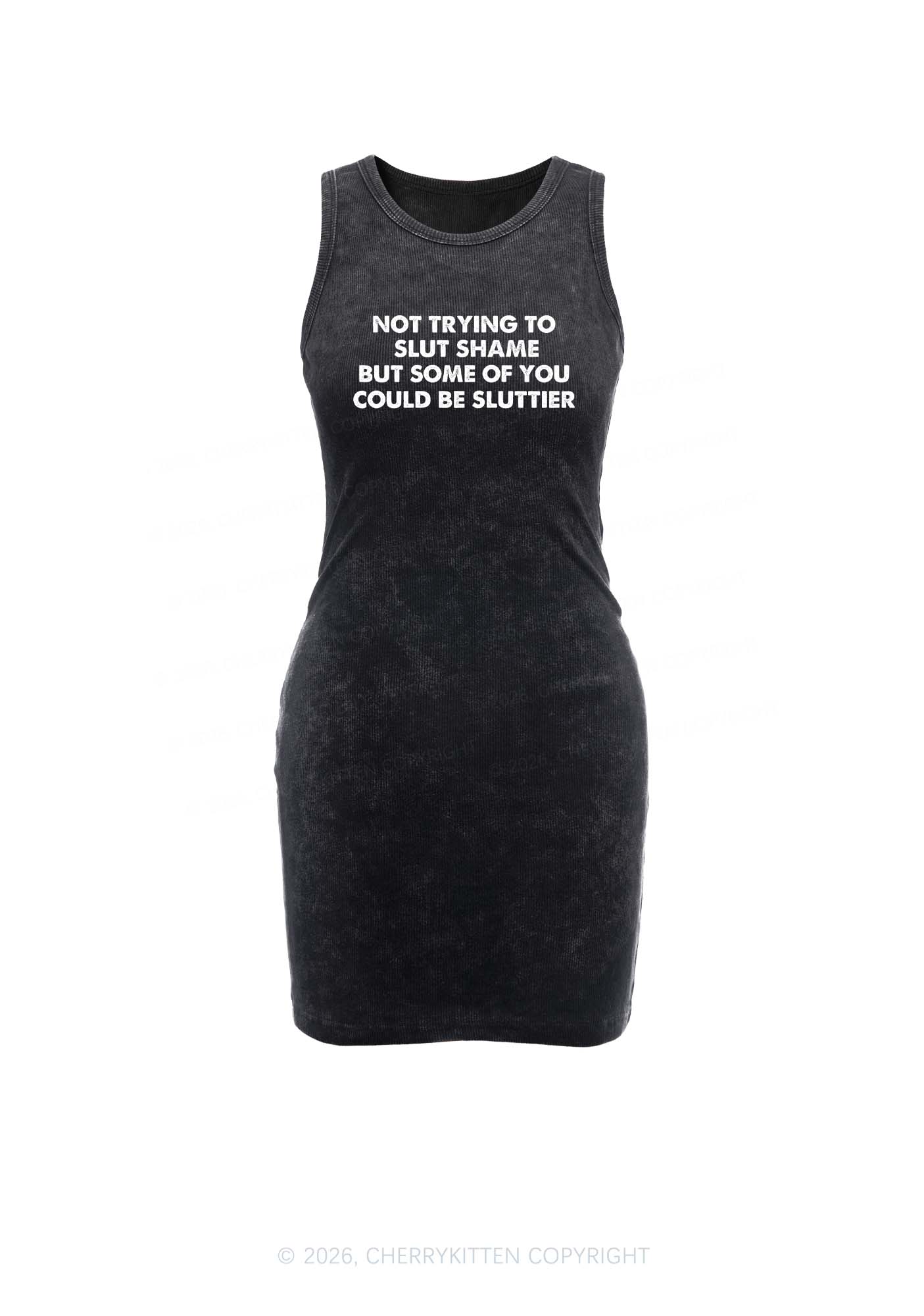 Not Trying To Slxt Shame Y2K Washed Tank Dress Cherrykitten