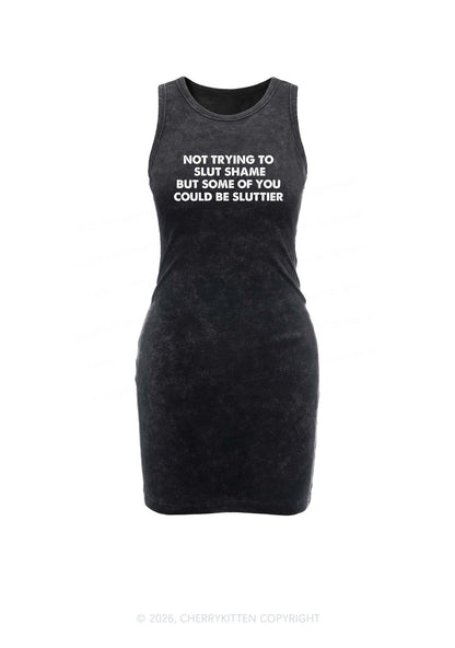 Not Trying To Slxt Shame Y2K Washed Tank Dress Cherrykitten