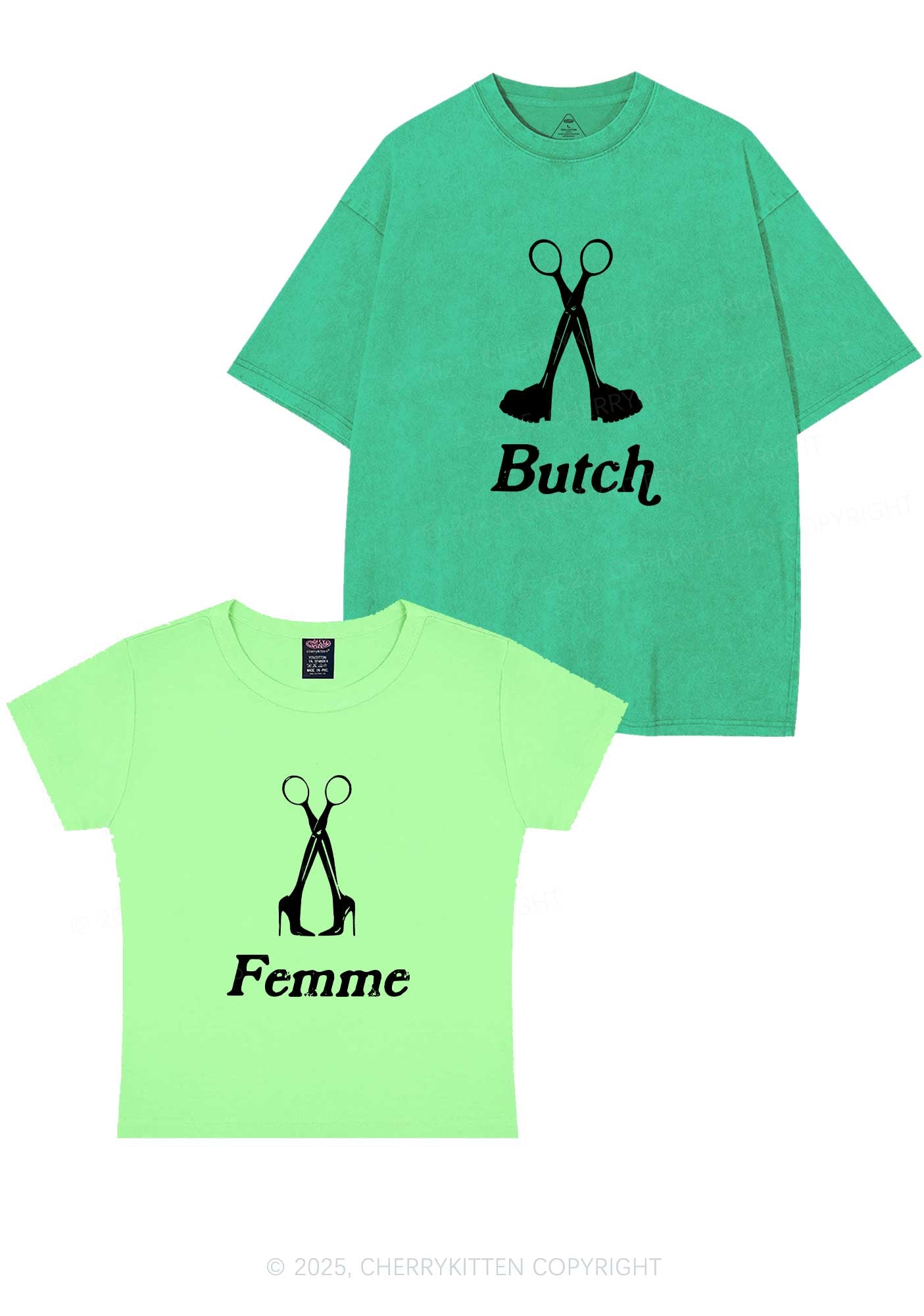 Femme Butch Scissors Y2K Valentine's Day Couple Shirt Cherrykitten