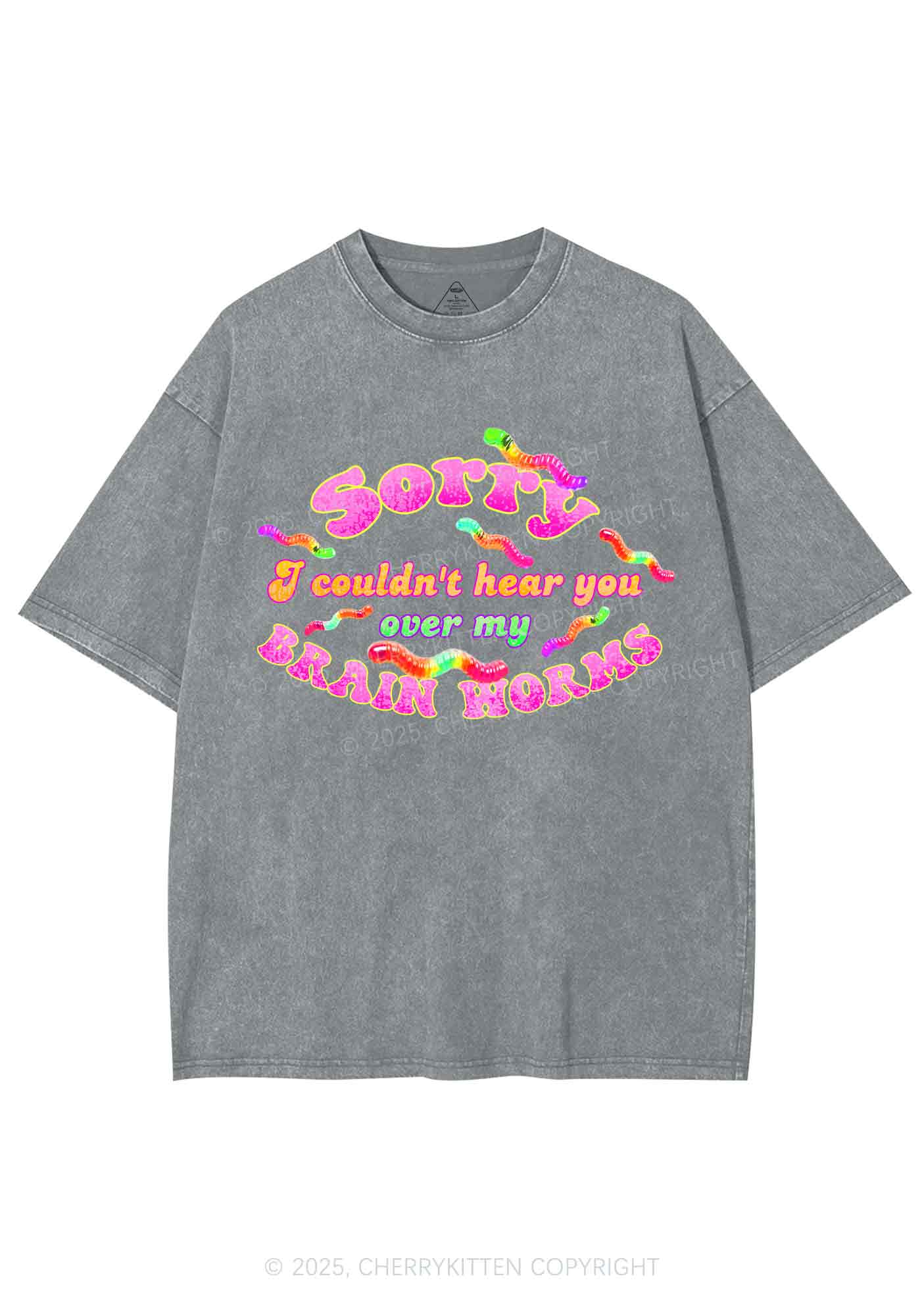 Brain Worms Y2K Shirts Washed Tee Cherrykitten