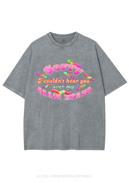 Brain Worms Y2K Shirts Washed Tee Cherrykitten