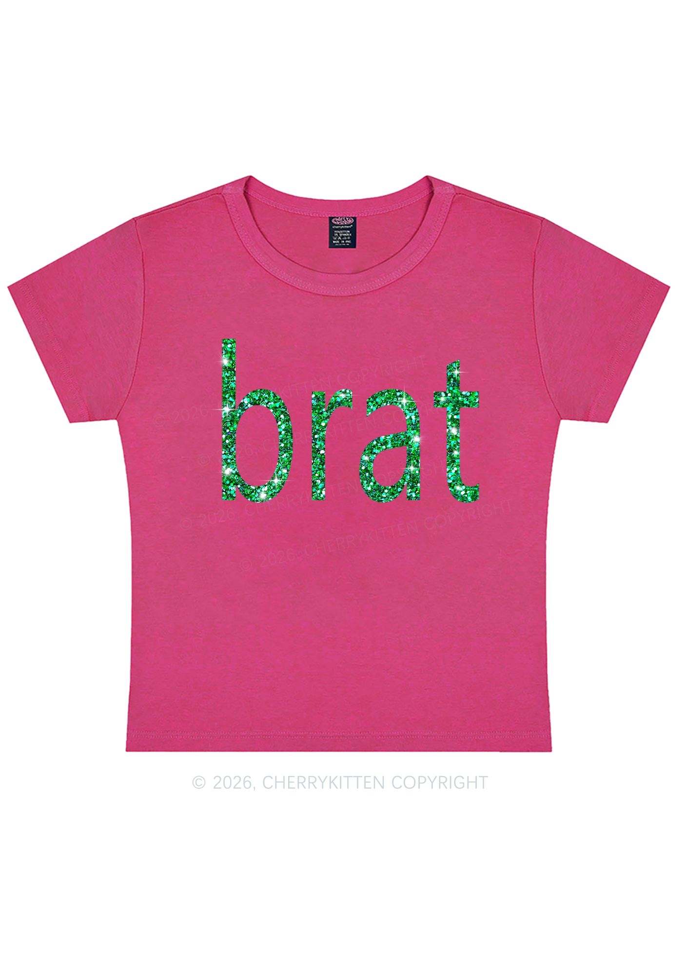 Glitter Green Brat Y2K Baby Tee Cherrykitten