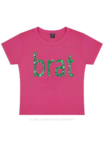 Glitter Green Brat Y2K Baby Tee Cherrykitten