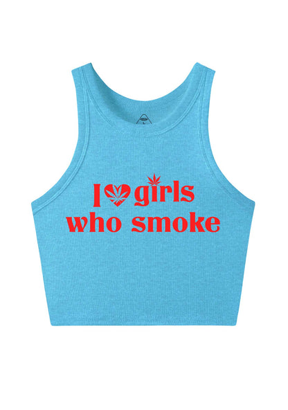 I Love Girls Who Smoke Y2K Crop Tank Top Cherrykitten