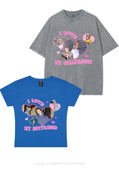 Custom GF BF Photo Y2K Valentine's Day Couple Shirt Cherrykitten
