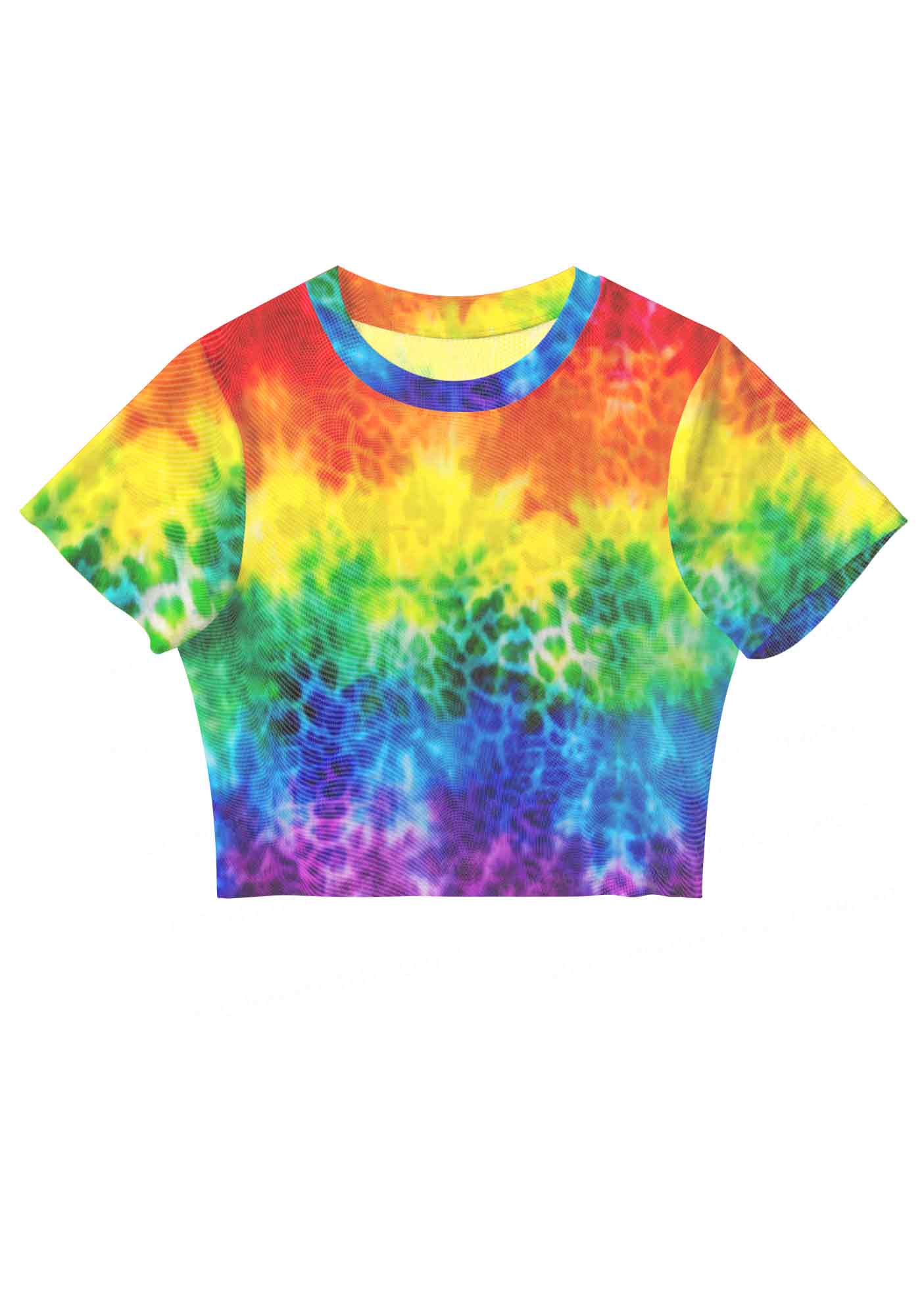 Rainbow Leopard Tie Dye Pride Y2K Mesh Crop Top Cherrykitten