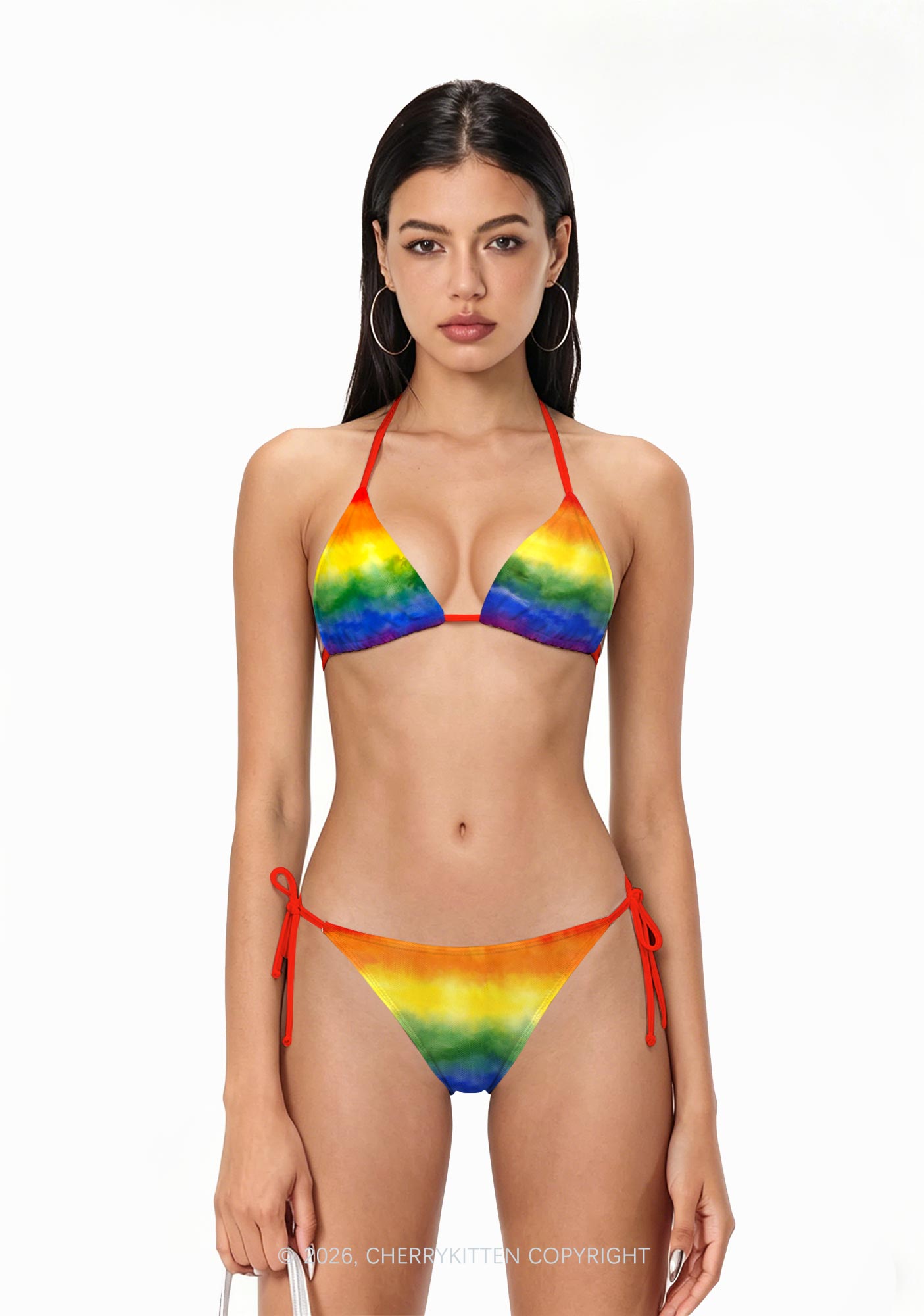 Rainbow Flag Pride Y2K Print Bikini Set Cherrykitten