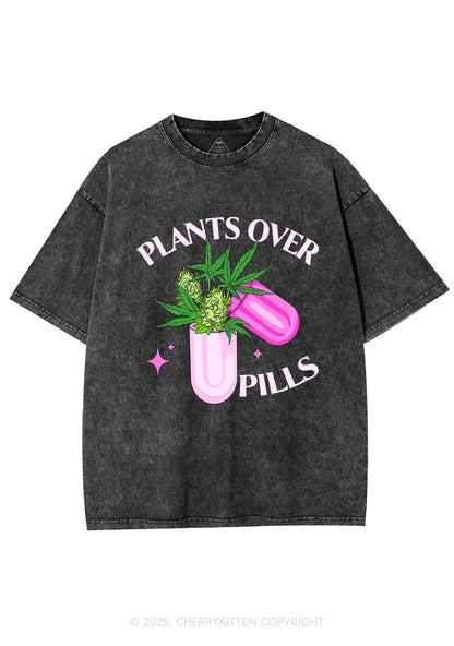 Plants Over Pills Y2K Shirts Washed Tee Cherrykitten