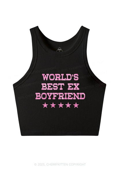 Glitter Best Ex Boyfriend Y2K Crop Tank Top Cherrykitten