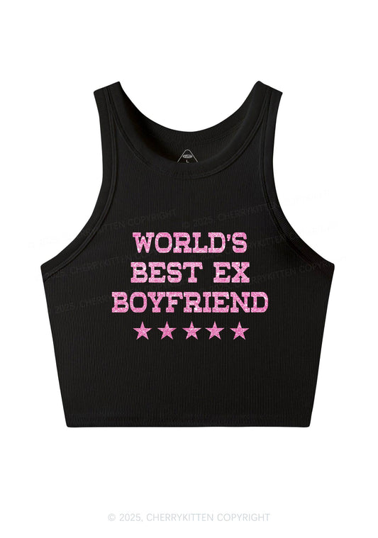 Glitter Best Ex Boyfriend Y2K Crop Tank Top Cherrykitten
