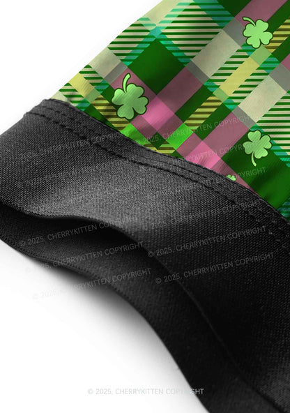 Four Leaf Clover Plaid St Patricks Y2K Print Men Boxer Briefs Cherrykitten