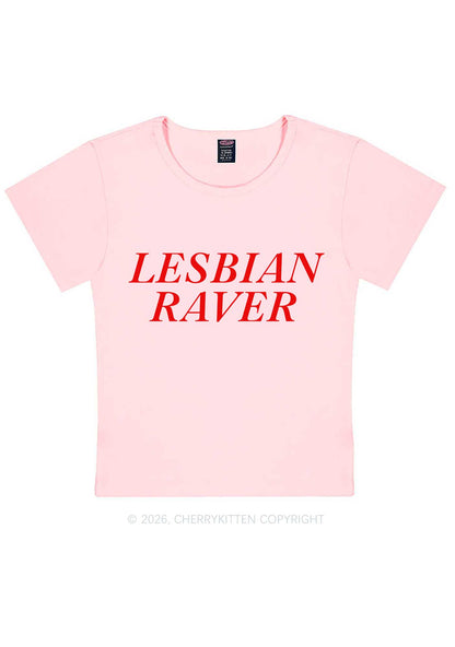 Lesbian Raver Pride Y2K Baby Tee Cherrykitten