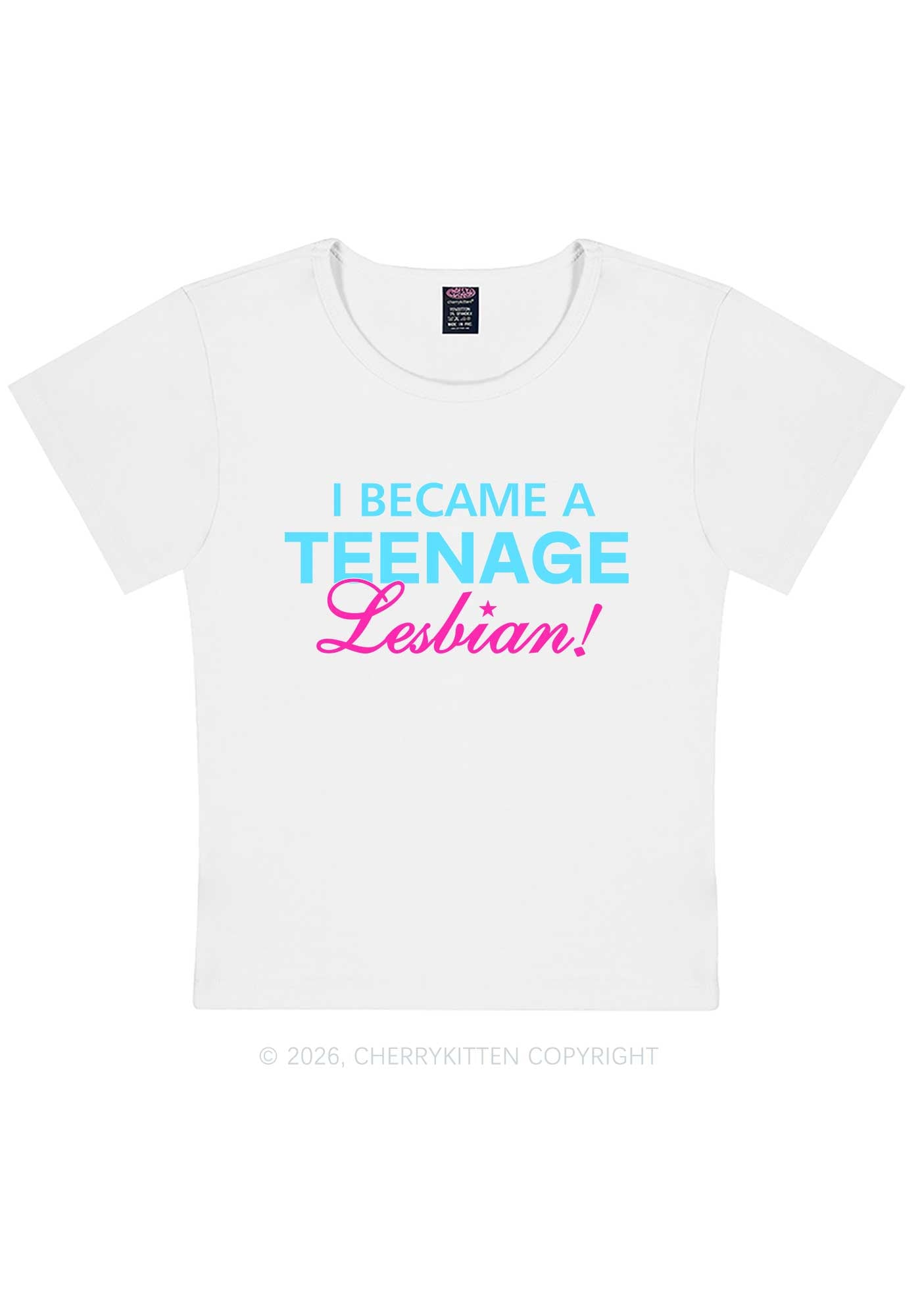 I Became A Teenage Lesbian Pride Y2K Baby Tee Cherrykitten