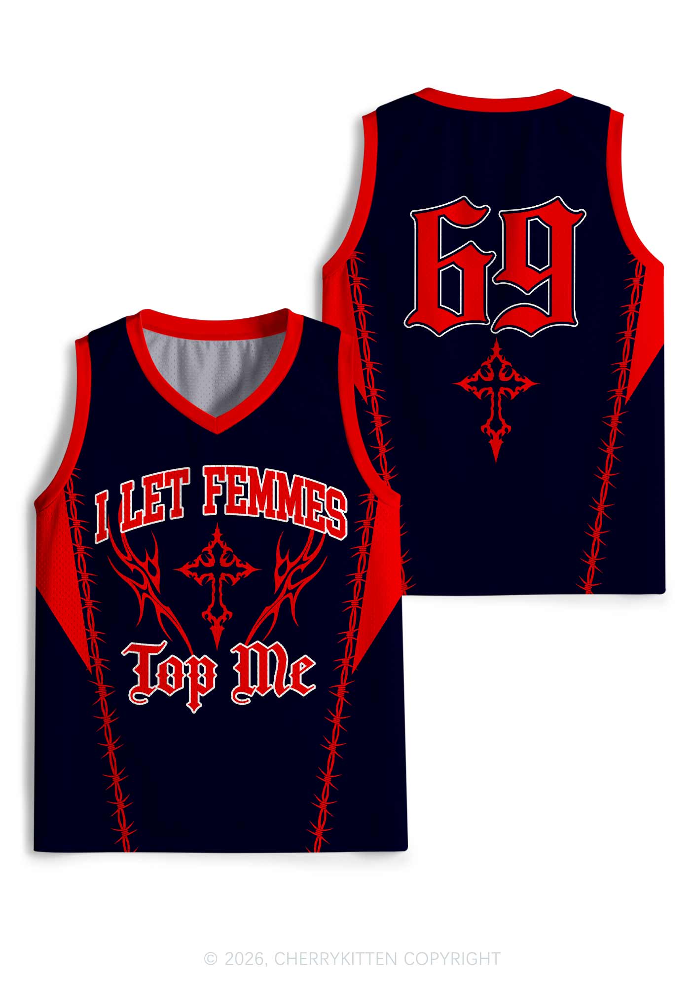 Black I Let Femmes Top Me Pride Y2K Sport Jersey Tank Cherrykitten