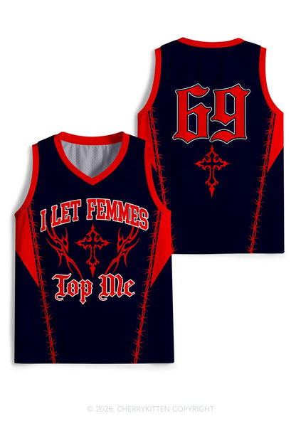 Black I Let Femmes Top Me Pride Y2K Sport Jersey Tank Cherrykitten