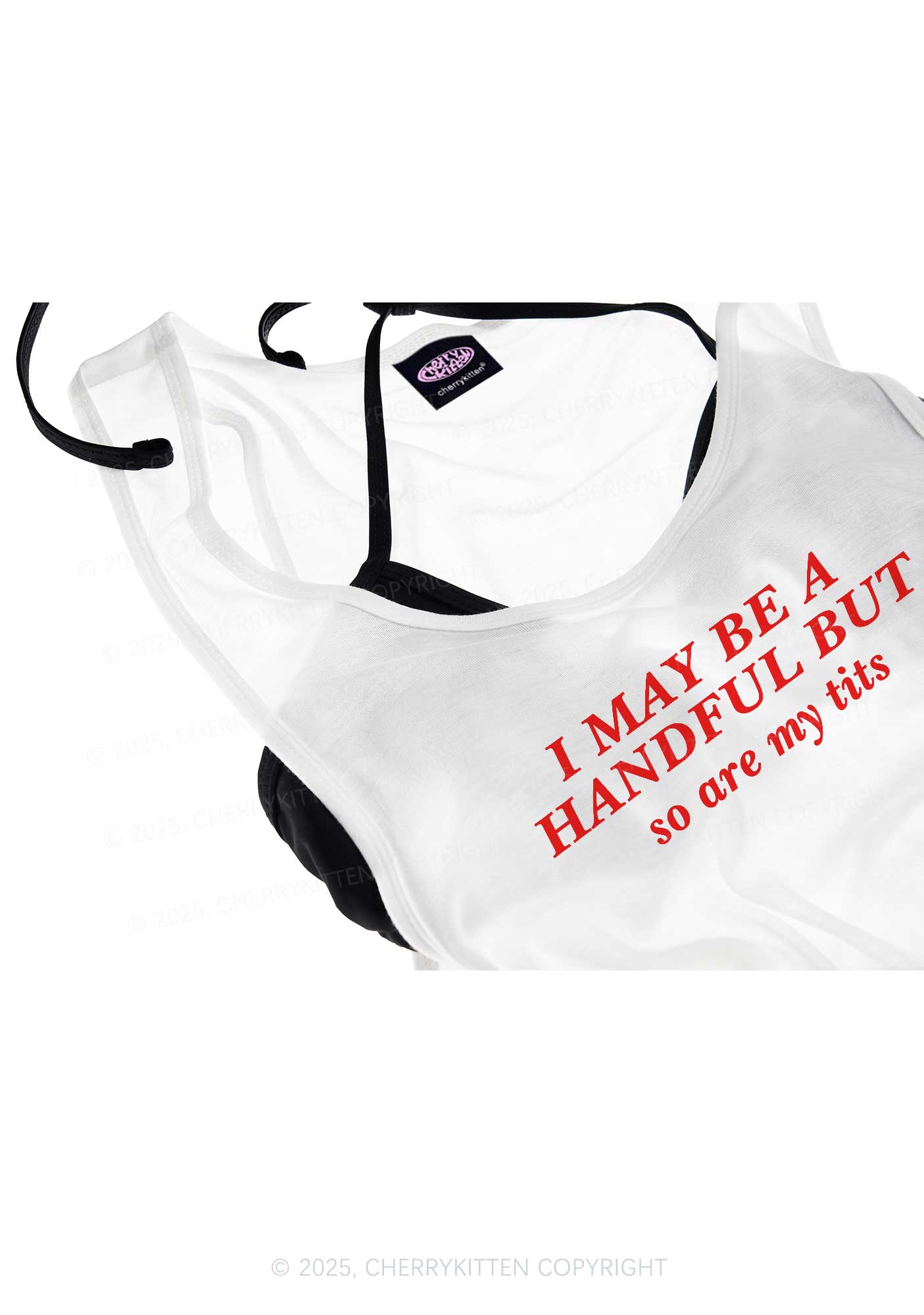 I May Be A Handful Y2K Sheer Boyfriend Tank Cherrykitten