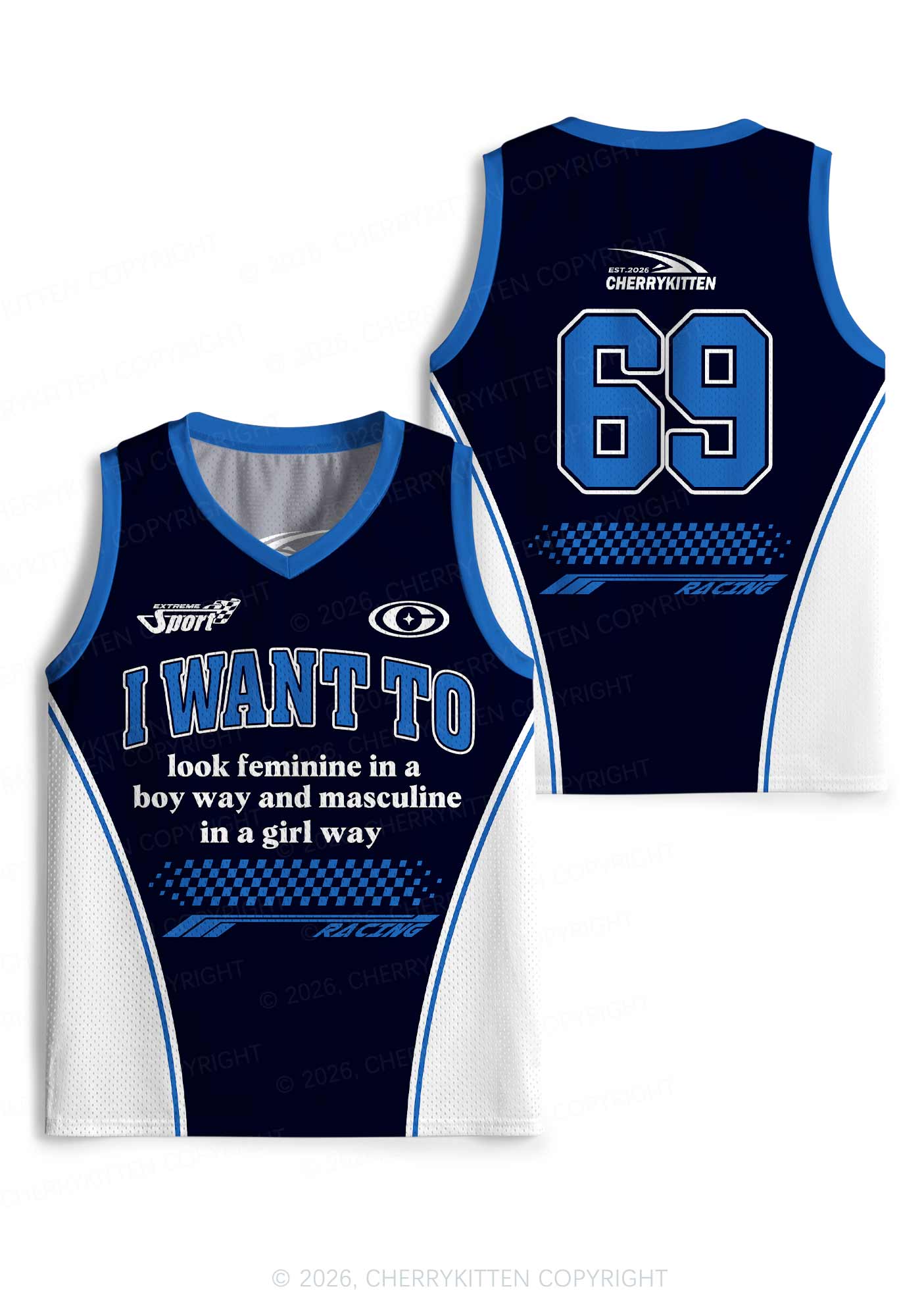 I Want To Feminine Masculine Pride Y2K Sport Jersey Tank Cherrykitten