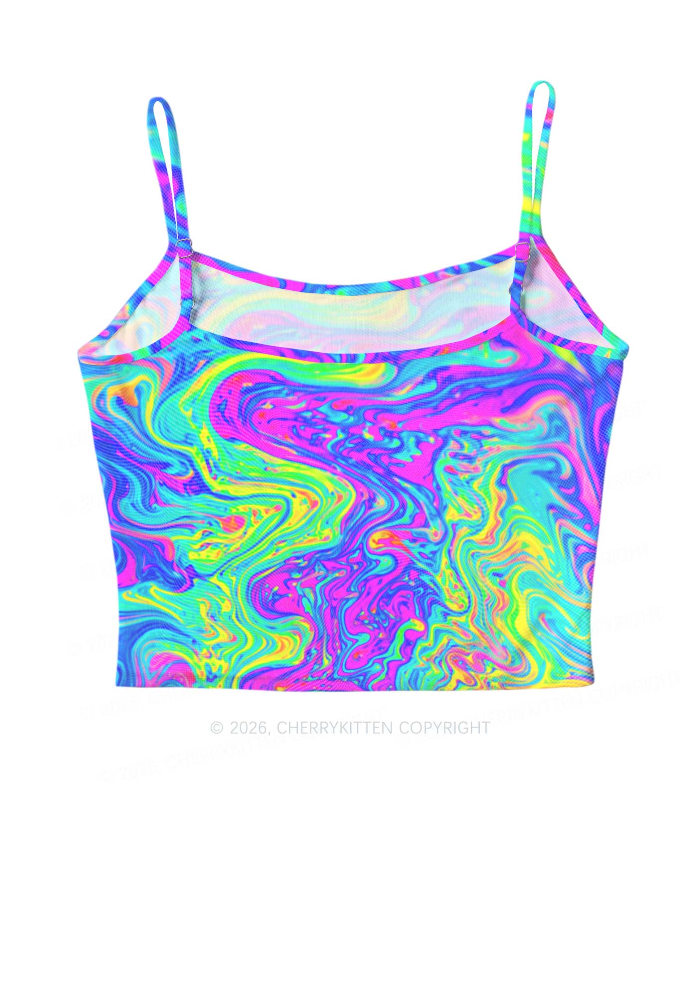 Rainbow Fluid Swirl Y2K Mesh Cami Tank Cherrykitten