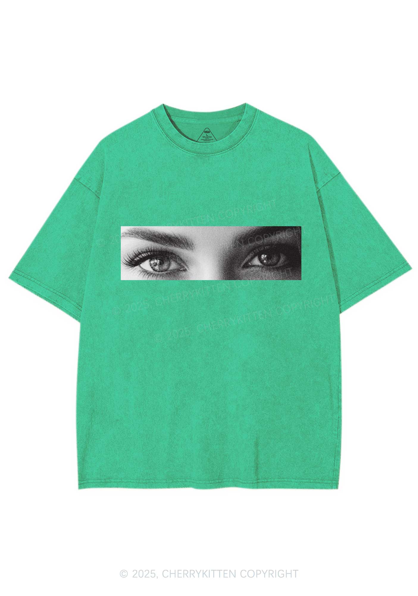 Custom Eyes Y2K Shirts Washed Tee Cherrykitten