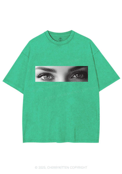 Custom Eyes Y2K Shirts Washed Tee Cherrykitten