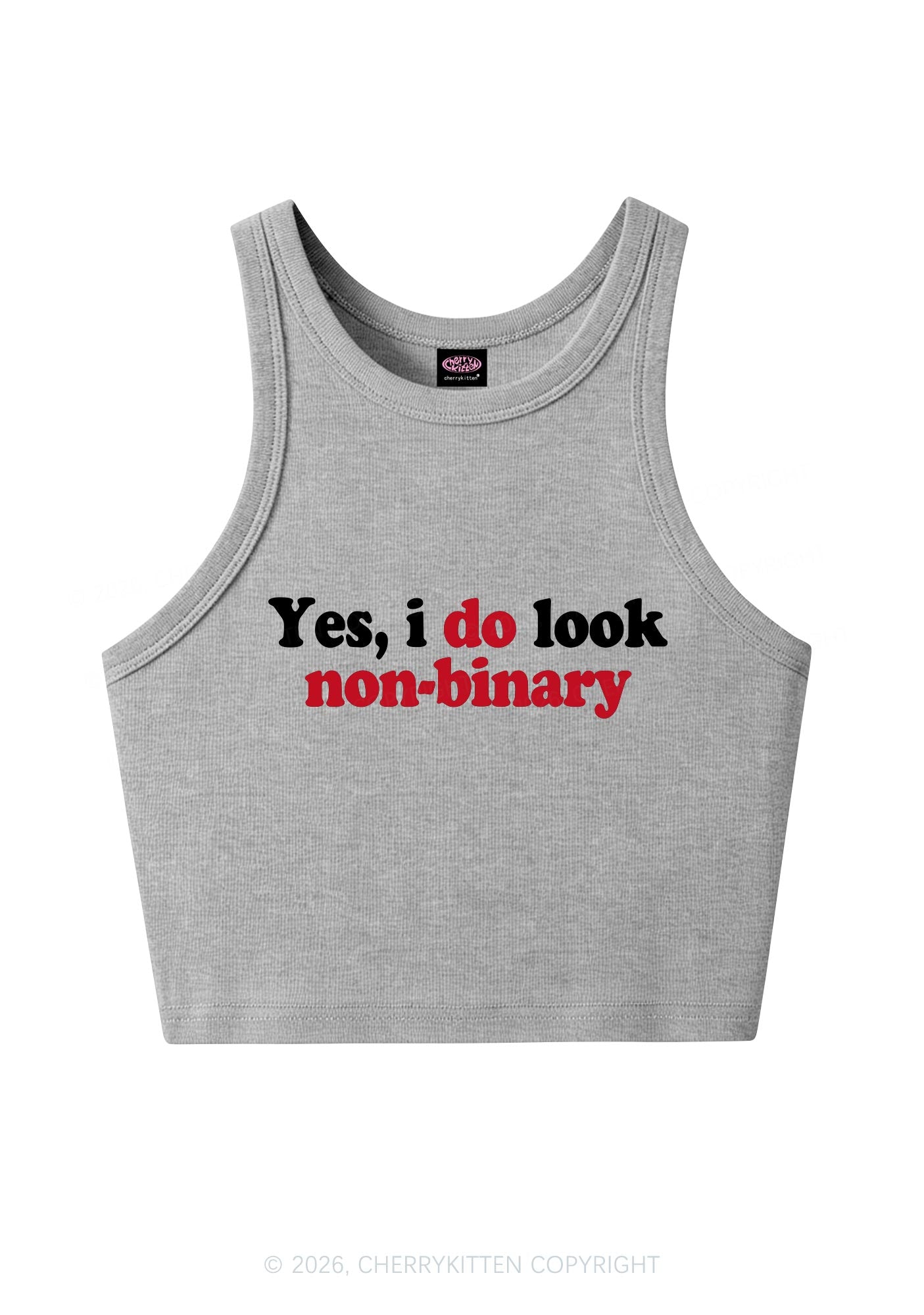 I Do Look Nonbinary Pride Y2K Crop Tank Top Cherrykitten