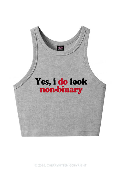 I Do Look Nonbinary Pride Y2K Crop Tank Top Cherrykitten