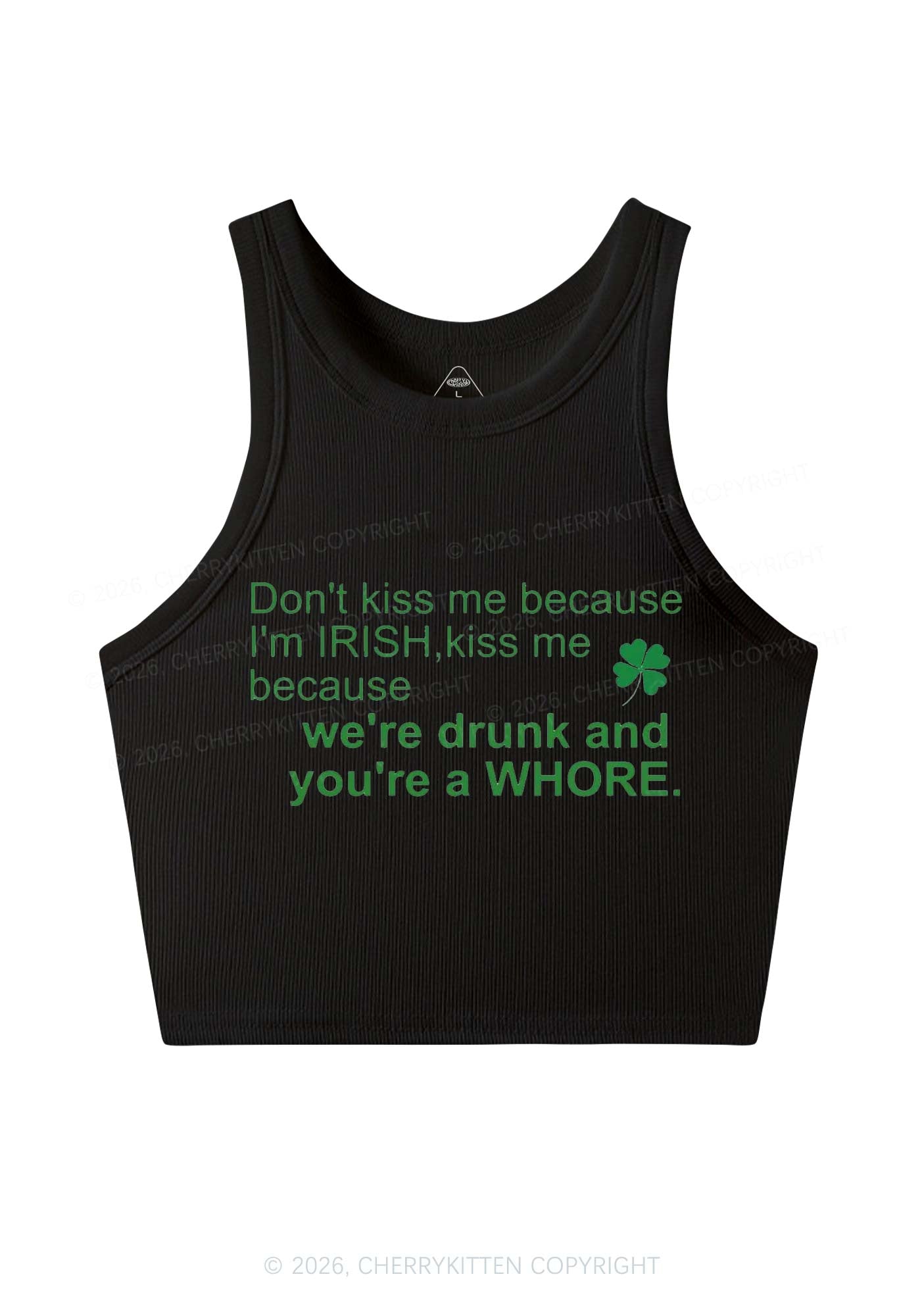 Drunk And Hore St Patricks Y2K Crop Tank Top Cherrykitten