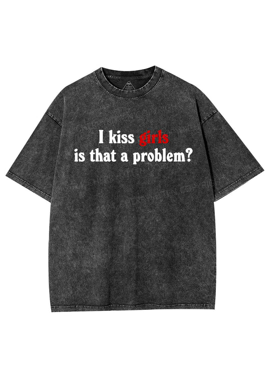 I Kiss Girls Y2K Shirts Washed Tee Cherrykitten