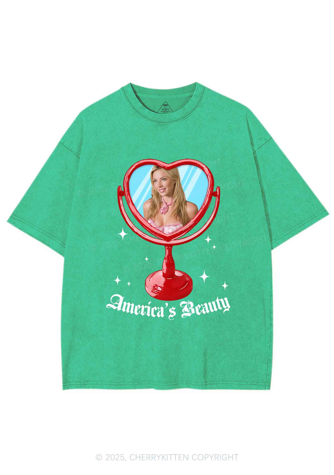 Custom Mirror Beauty Y2K Shirts Washed Tee Cherrykitten