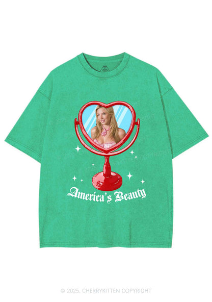 Custom Mirror Beauty Y2K Shirts Washed Tee Cherrykitten