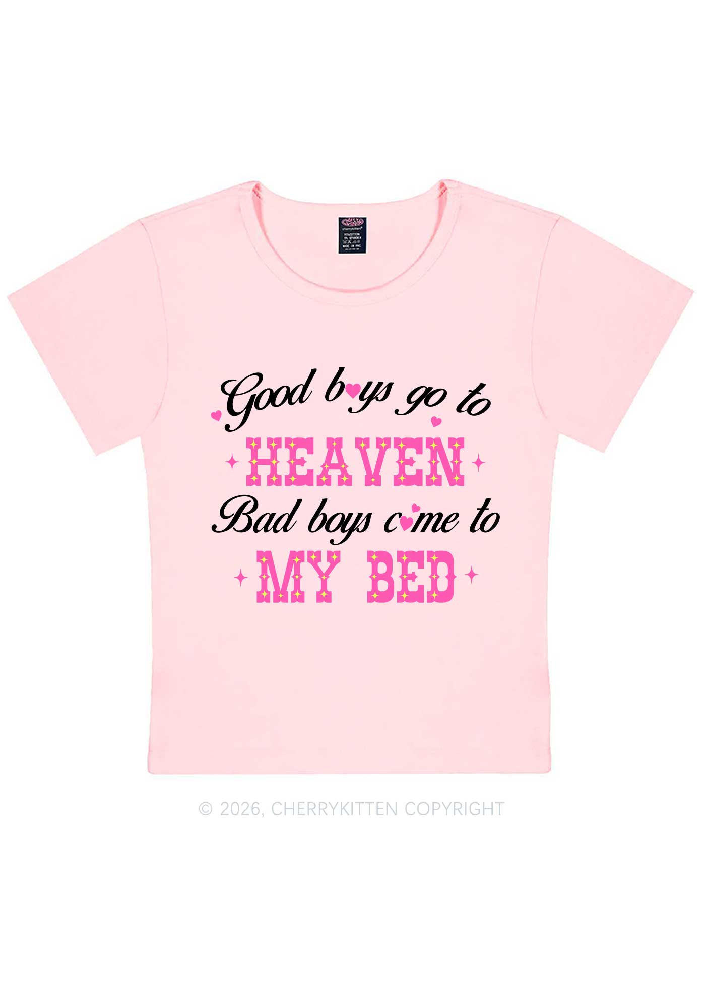 Bad Boys Come To My Bed Y2K Baby Tee Cherrykitten